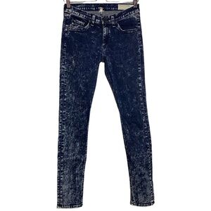 Rag & Bone Acid Wash Blue Skinny Jeans Mid Rise Retro Boho 27